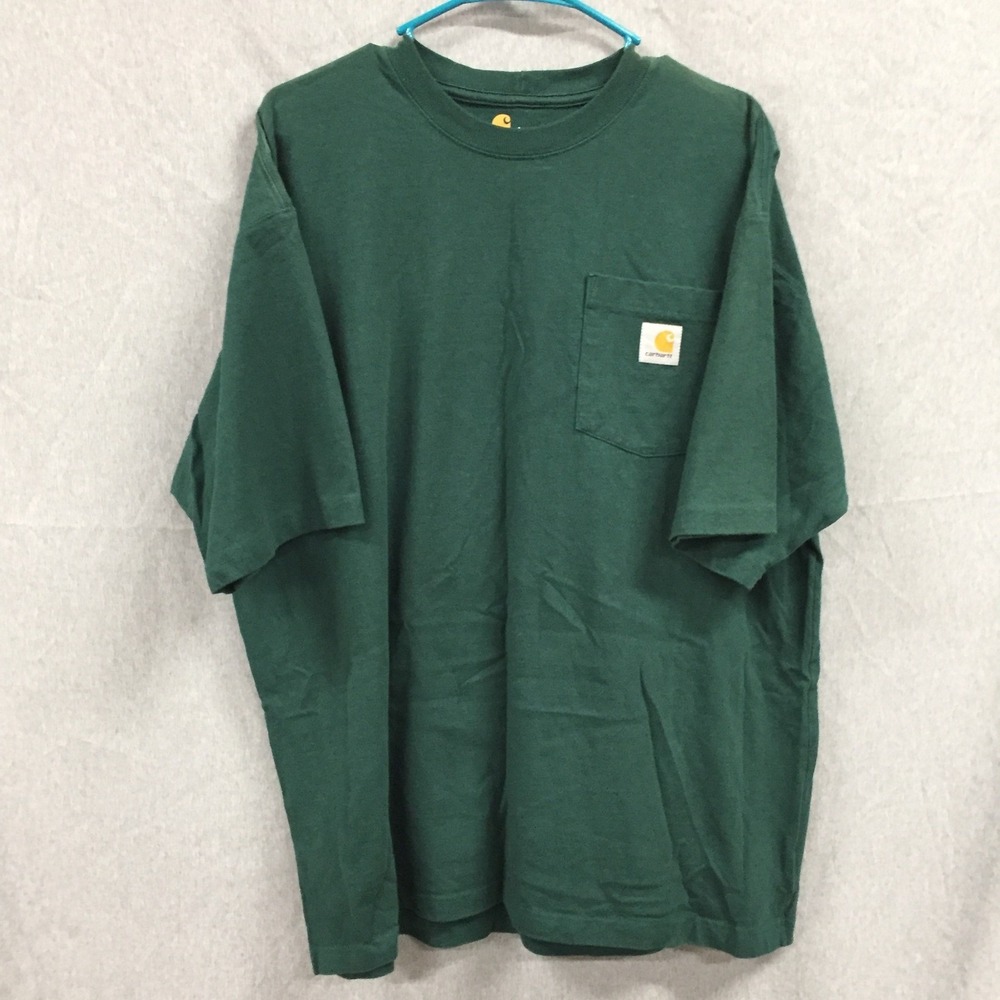 Carhartt Mens L Loose Fit Heavyweight Short Sleeve‎ Logo Graphic T-Shirt Green
